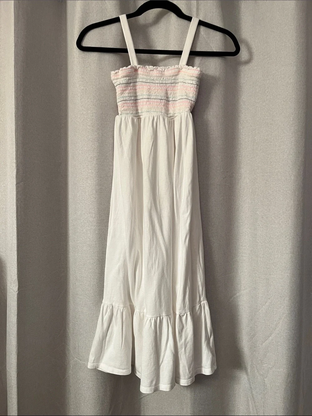 GAP White Maxi Sundress with Pastel Smocked Bodice